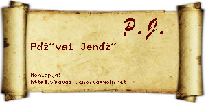 Pávai Jenő névjegykártya